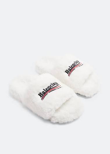 balenciaga furry slides